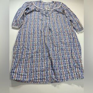 VINTAGE LANZ OF SALZBURG FLORAL FLANNEL COTTON LONG SLEEVE NIGHT GOWN ROBE